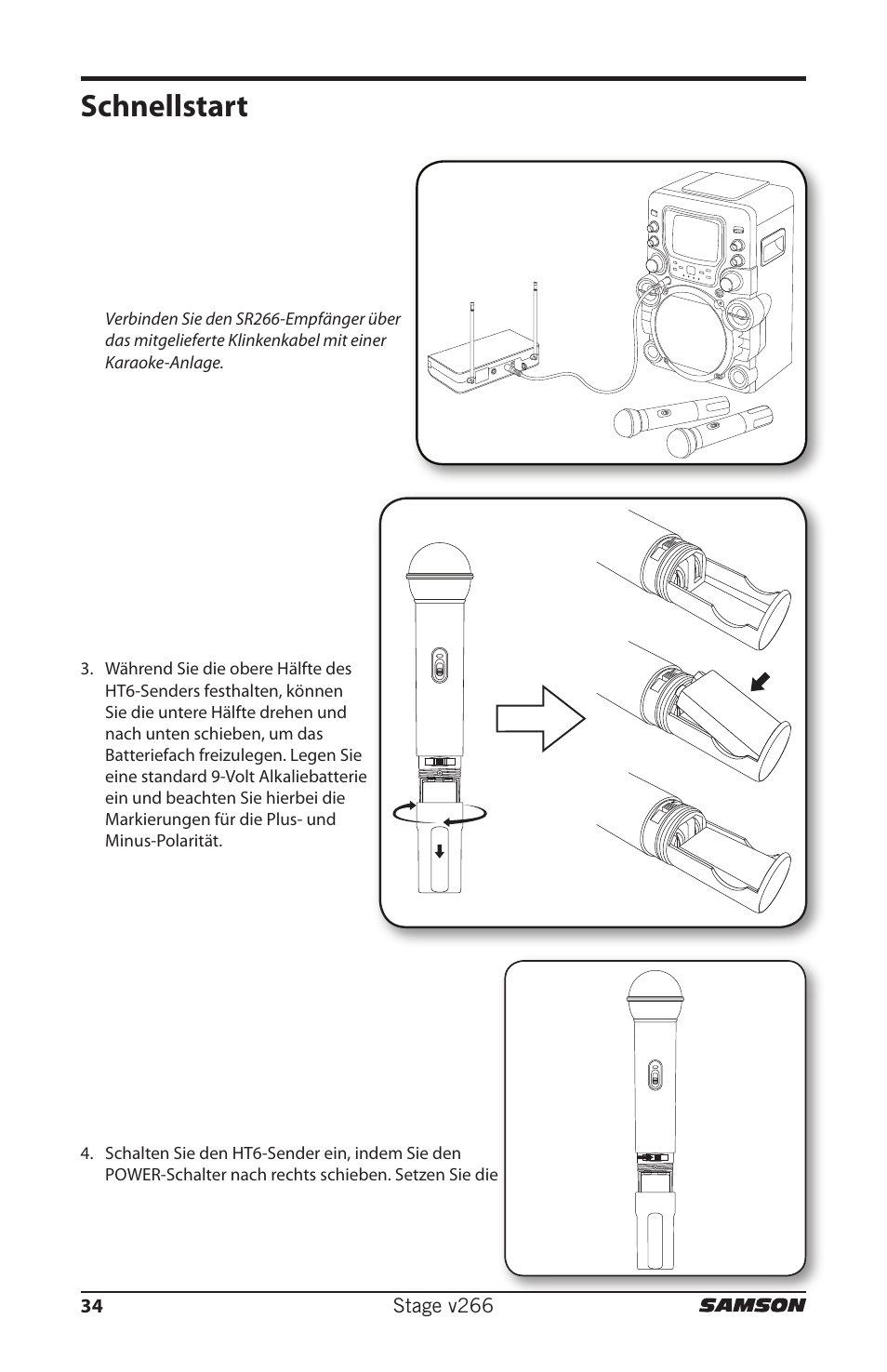 Schnellstart | Samson HT6 Professional Handheld Microphone Transmitter (Channel 3) User Manual | Page 34 / 64