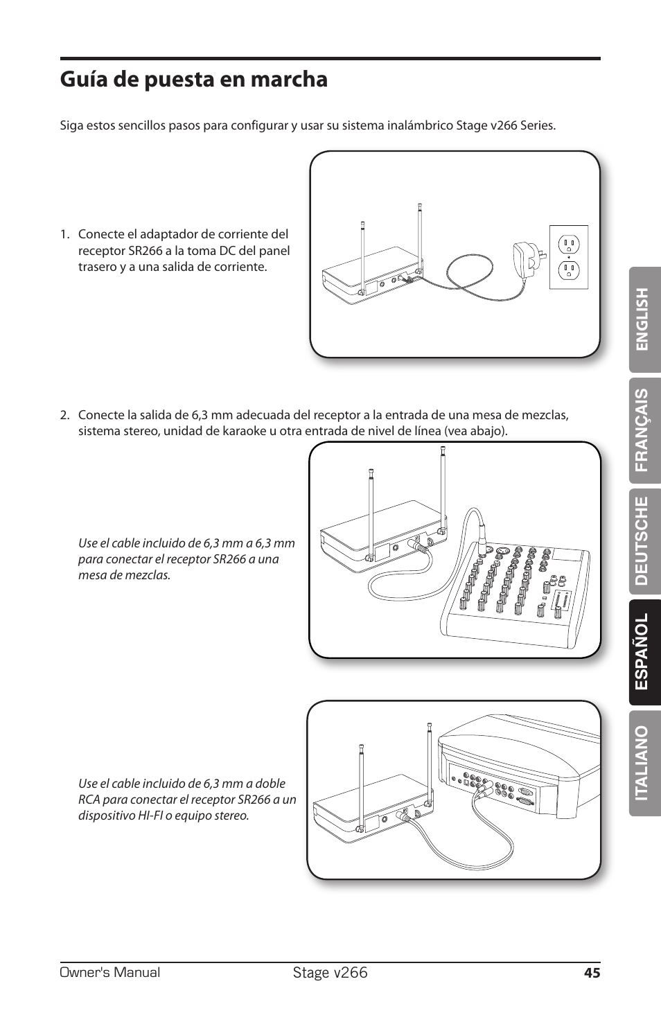 Guía de puesta en marcha | Samson HT6 Professional Handheld Microphone Transmitter (Channel 3) User Manual | Page 45 / 64