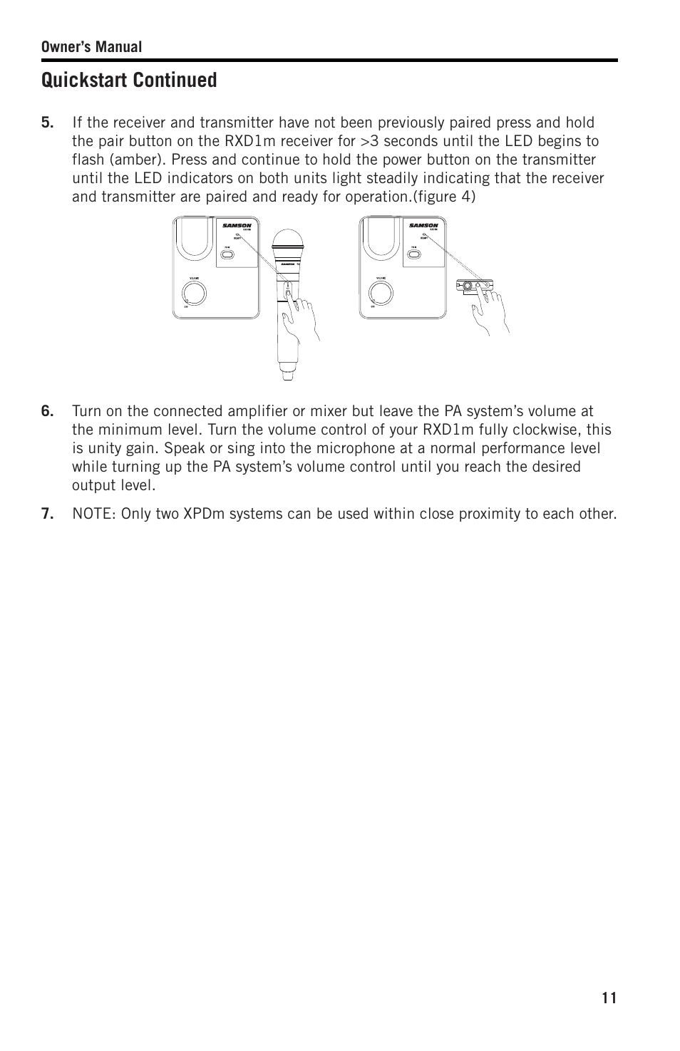 Quickstart continued | Samson XPD2 Headset USB Digital Wireless System User Manual | Page 11 / 14