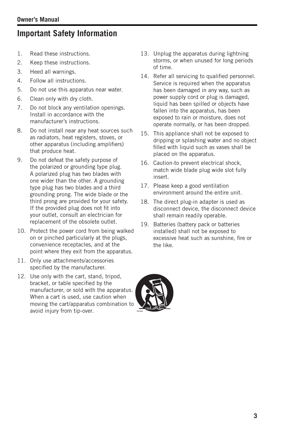 Important safety information | Samson XPD2 Headset USB Digital Wireless System User Manual | Page 3 / 14