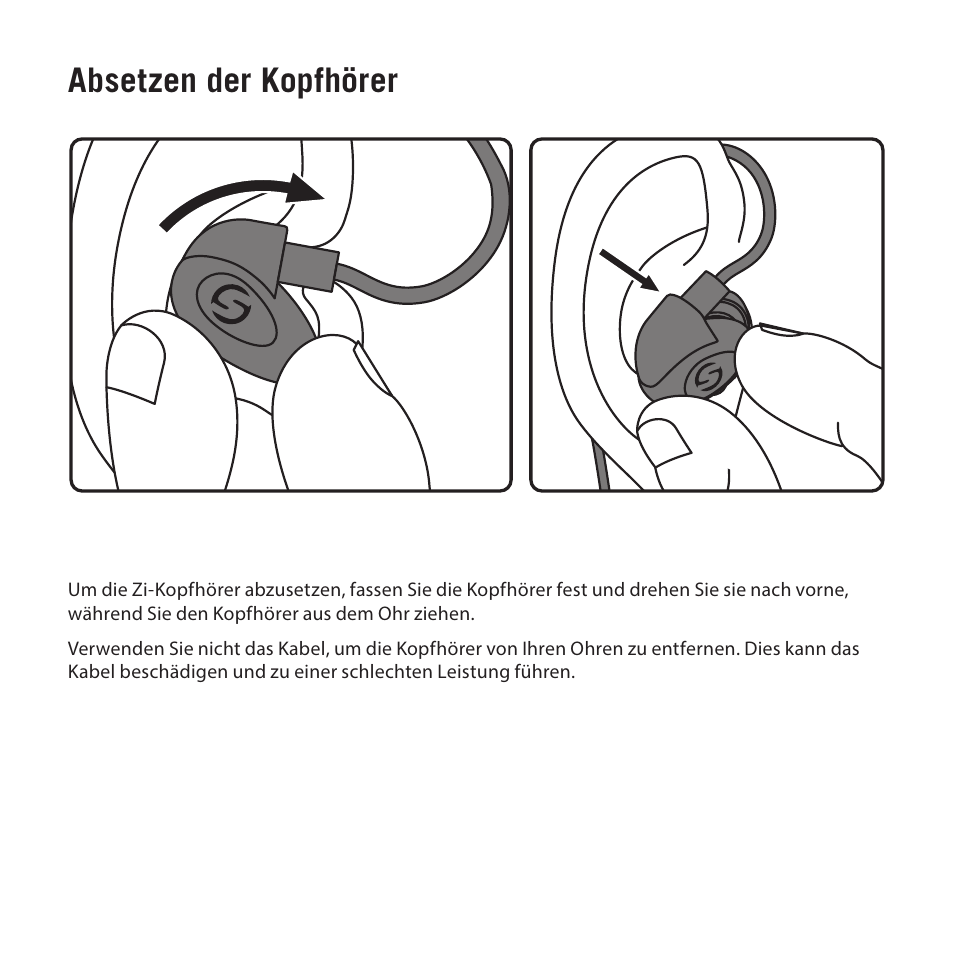 Absetzen der kopfhörer | Samson Zi100 Single-Driver Reference Earphones (Black) User Manual | Page 28 / 52