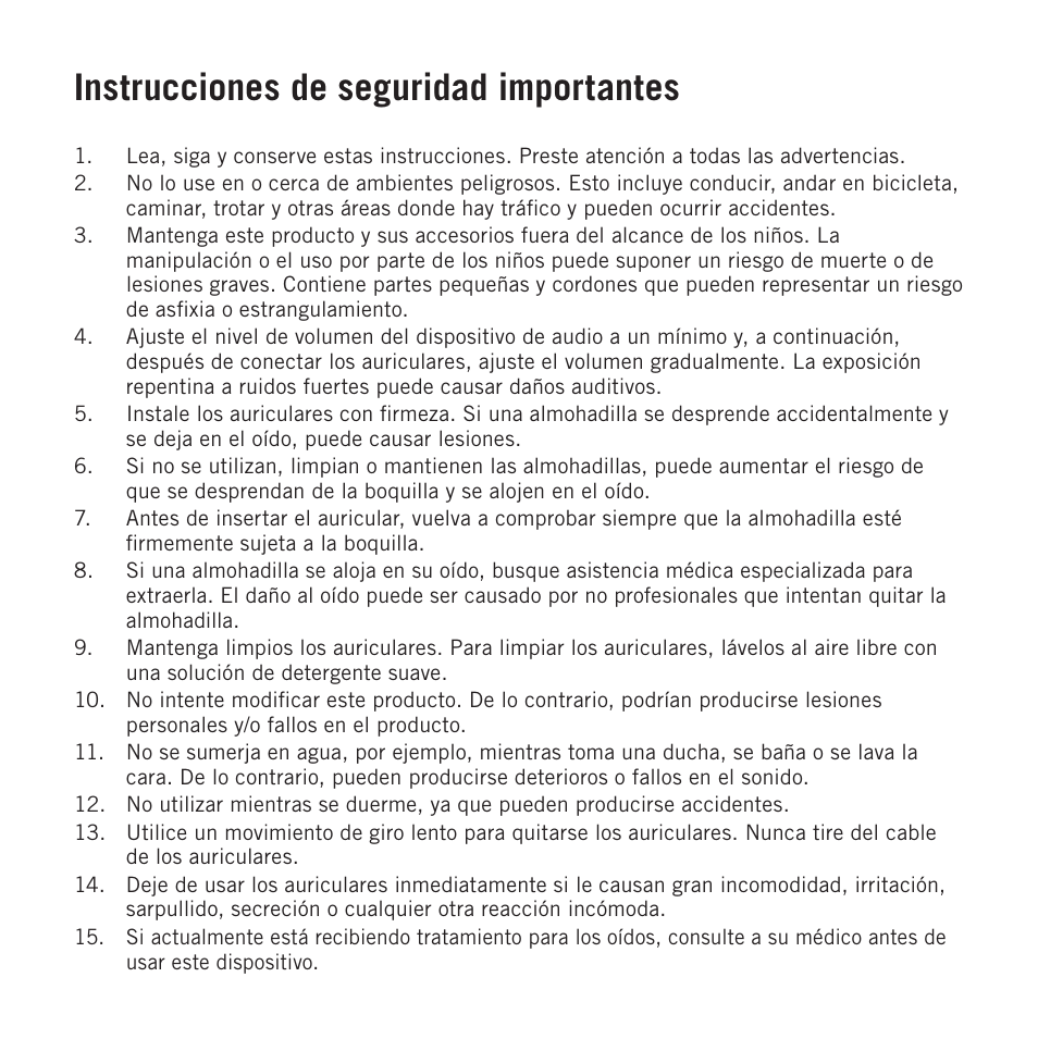 Instrucciones de seguridad importantes | Samson Zi100 Single-Driver Reference Earphones (Black) User Manual | Page 34 / 52