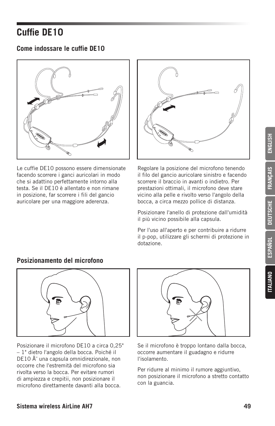 Cuffie de10 | Samson AH7 Transmitter with QE Fitness Headset Microphone (K1: 489.050 MHz) User Manual | Page 49 / 52