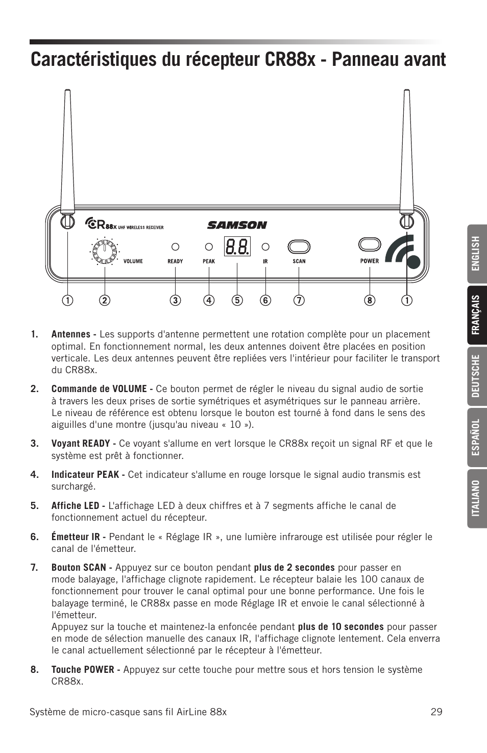 Samson AH8 AirLine 88 Wireless Fitness Headset Microphone Transmitter (D: 542 to 566 MHz) User Manual | Page 29 / 84