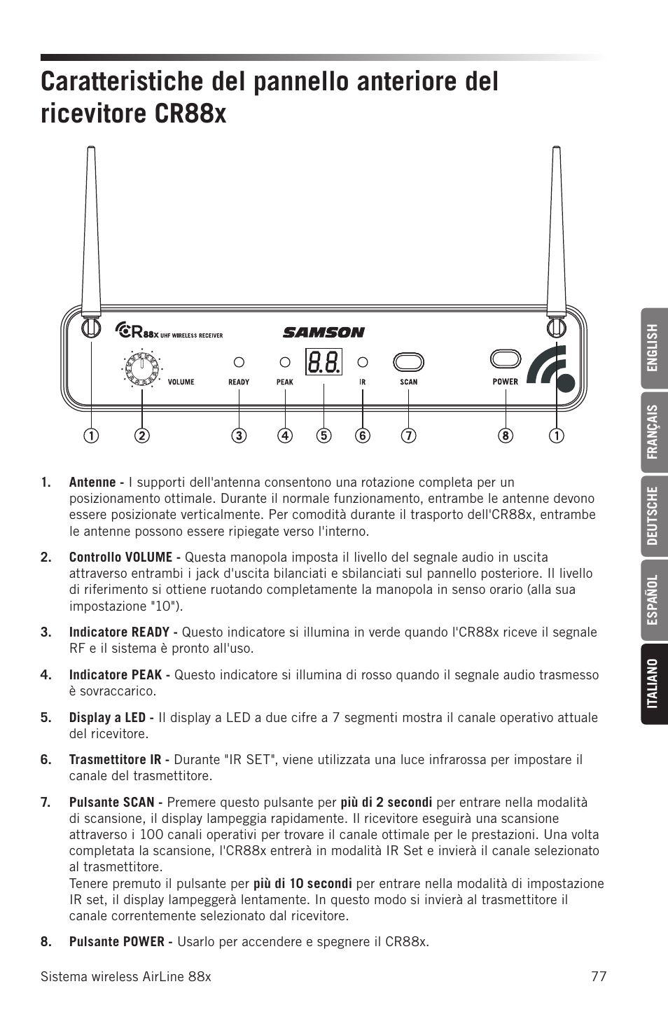 Samson AH8 AirLine 88 Wireless Fitness Headset Microphone Transmitter (D: 542 to 566 MHz) User Manual | Page 77 / 84