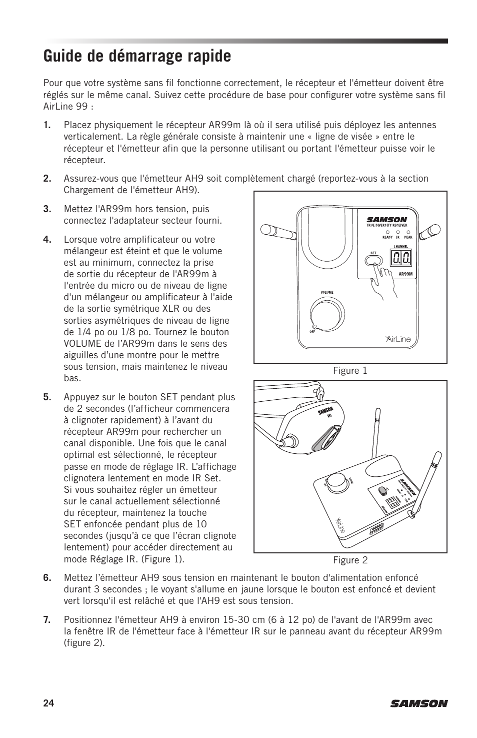 Guide de démarrage rapide | Samson AH9 Wireless Transmitter with Fitness Headset Microphone (D: 542 to 566 MHz) User Manual | Page 24 / 72