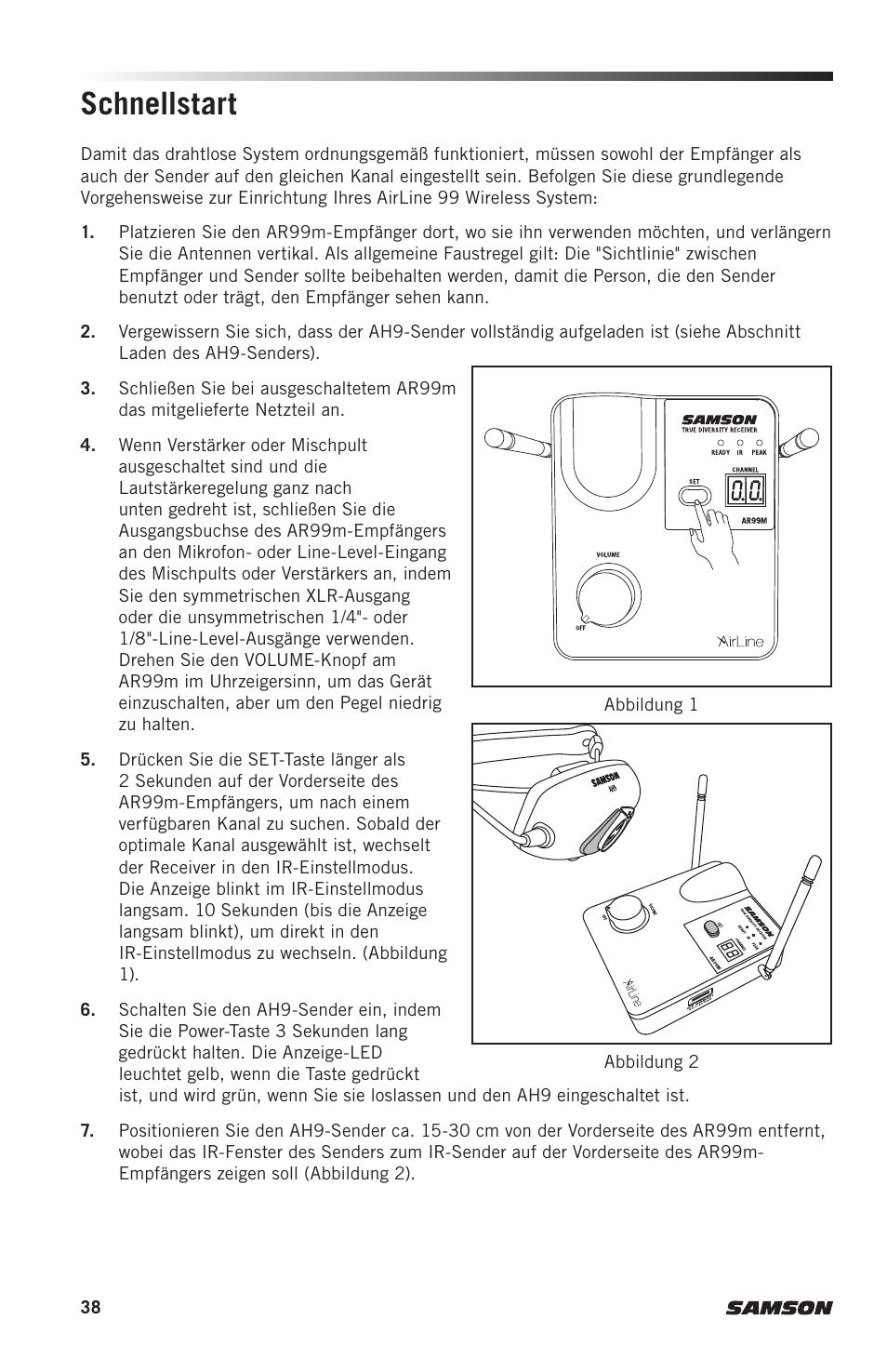 Schnellstart | Samson AH9 Wireless Transmitter with Fitness Headset Microphone (D: 542 to 566 MHz) User Manual | Page 38 / 72