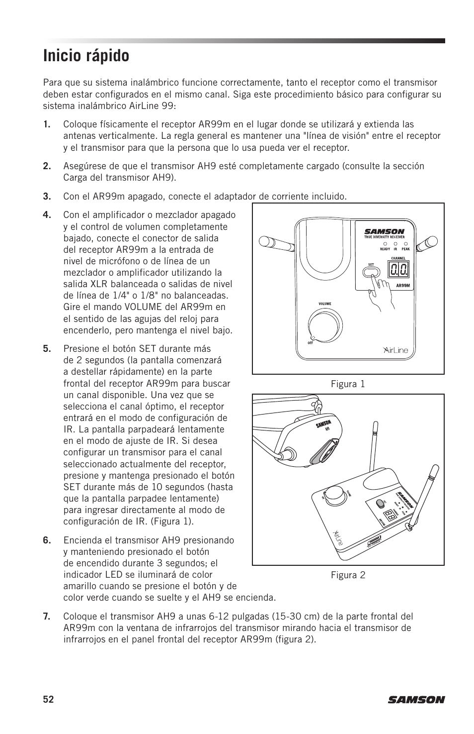 Inicio rápido | Samson AH9 Wireless Transmitter with Fitness Headset Microphone (D: 542 to 566 MHz) User Manual | Page 52 / 72