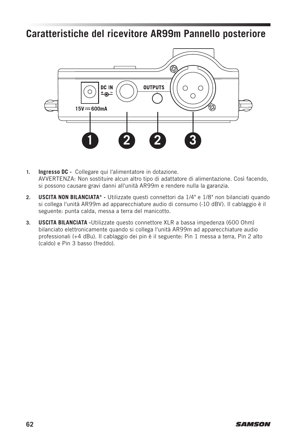 Samson AH9 Wireless Transmitter with Fitness Headset Microphone (D: 542 to 566 MHz) User Manual | Page 62 / 72