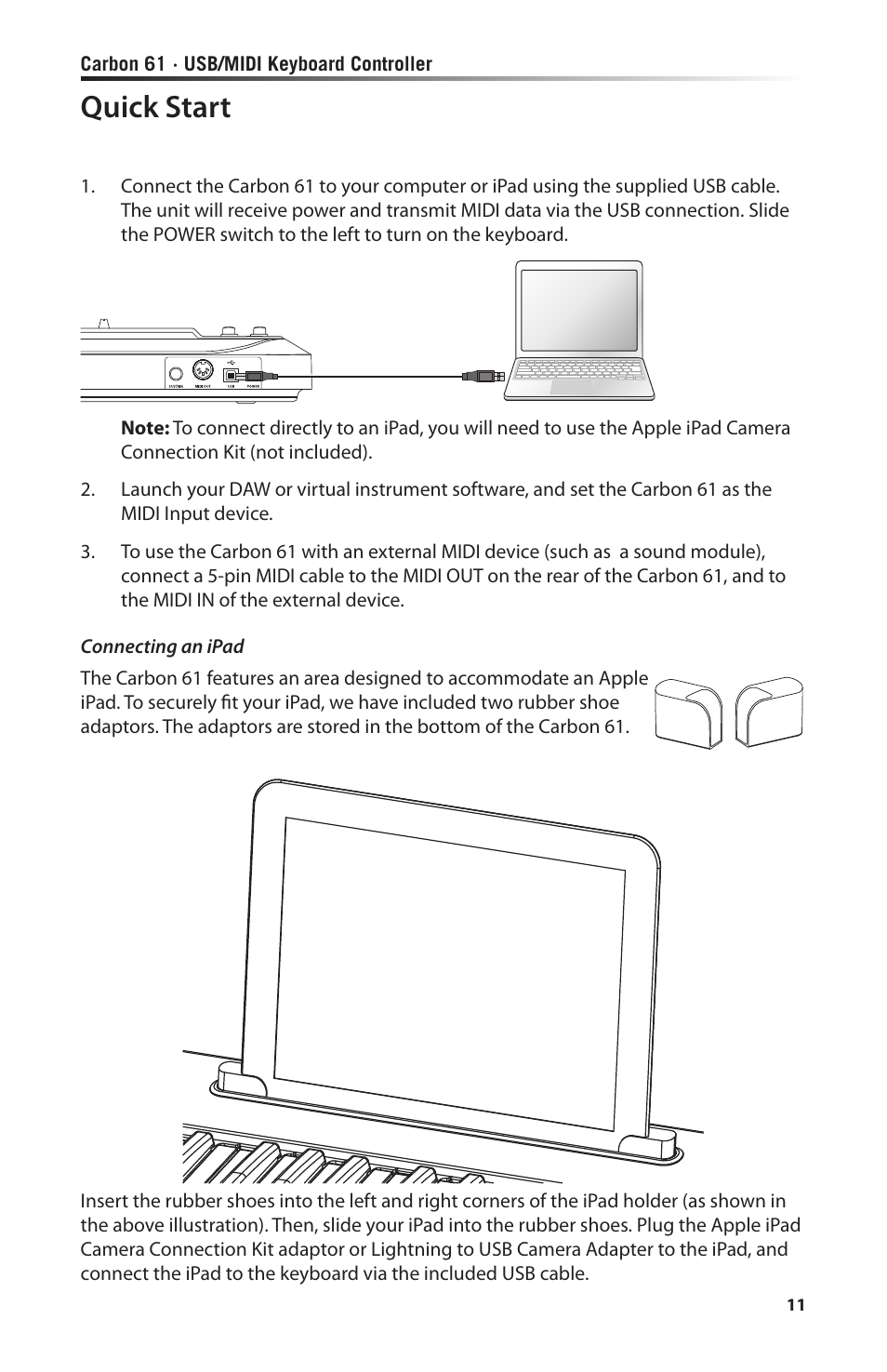 Quick start | Samson Carbon 61 - USB/MIDI Keyboard Controller User Manual | Page 11 / 24