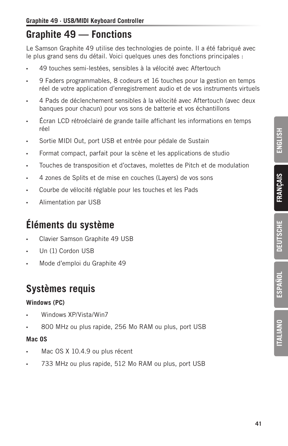 Samson Graphite 49 - USB/MIDI Keyboard Controller User Manual | Page 41 / 164