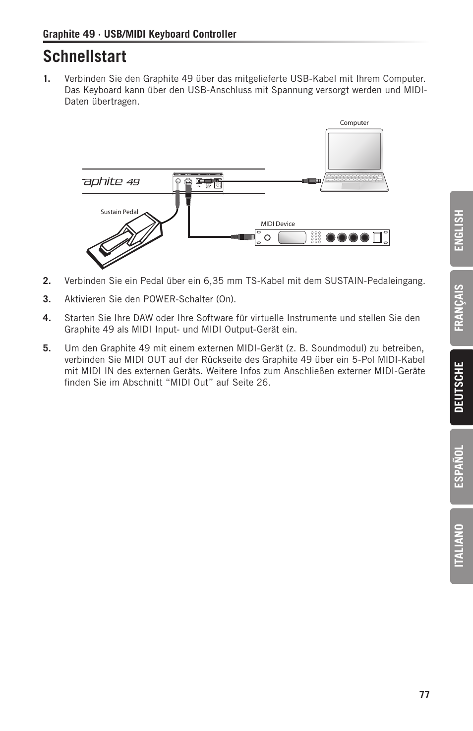 Schnellstart | Samson Graphite 49 - USB/MIDI Keyboard Controller User Manual | Page 77 / 164