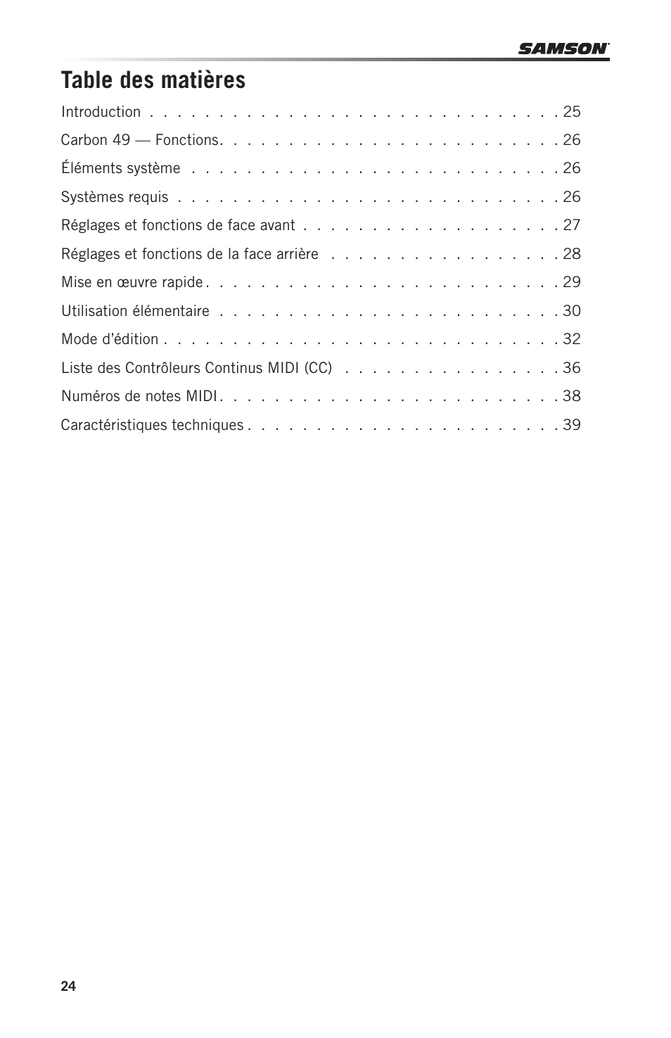 Samson Carbon 49 USB/MIDI Keyboard Controller User Manual | Page 24 / 96