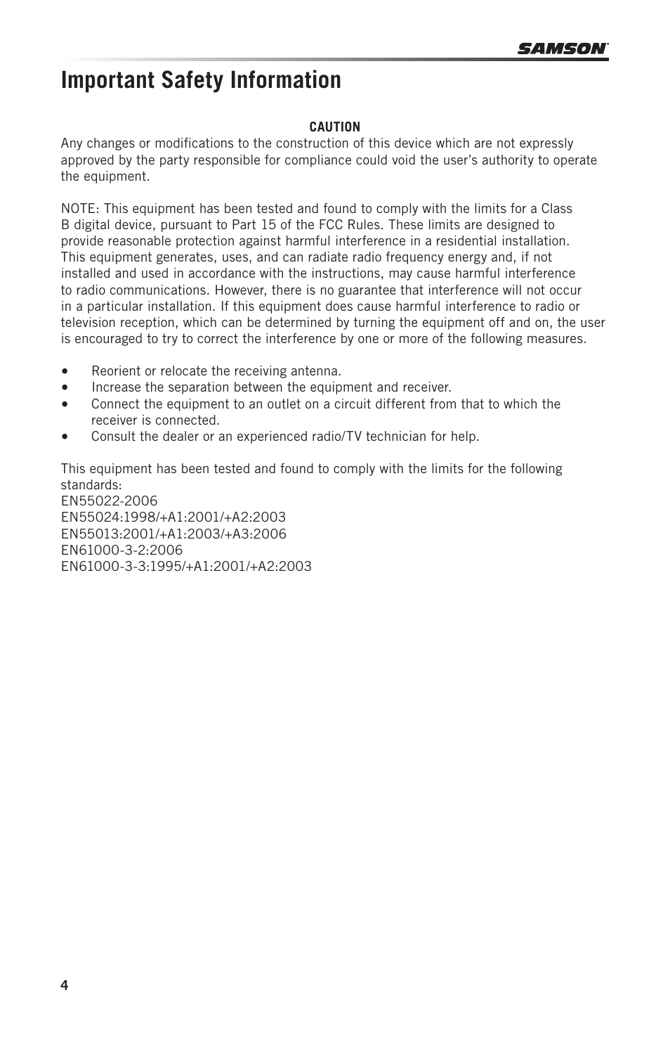 Important safety information | Samson Carbon 49 USB/MIDI Keyboard Controller User Manual | Page 4 / 96