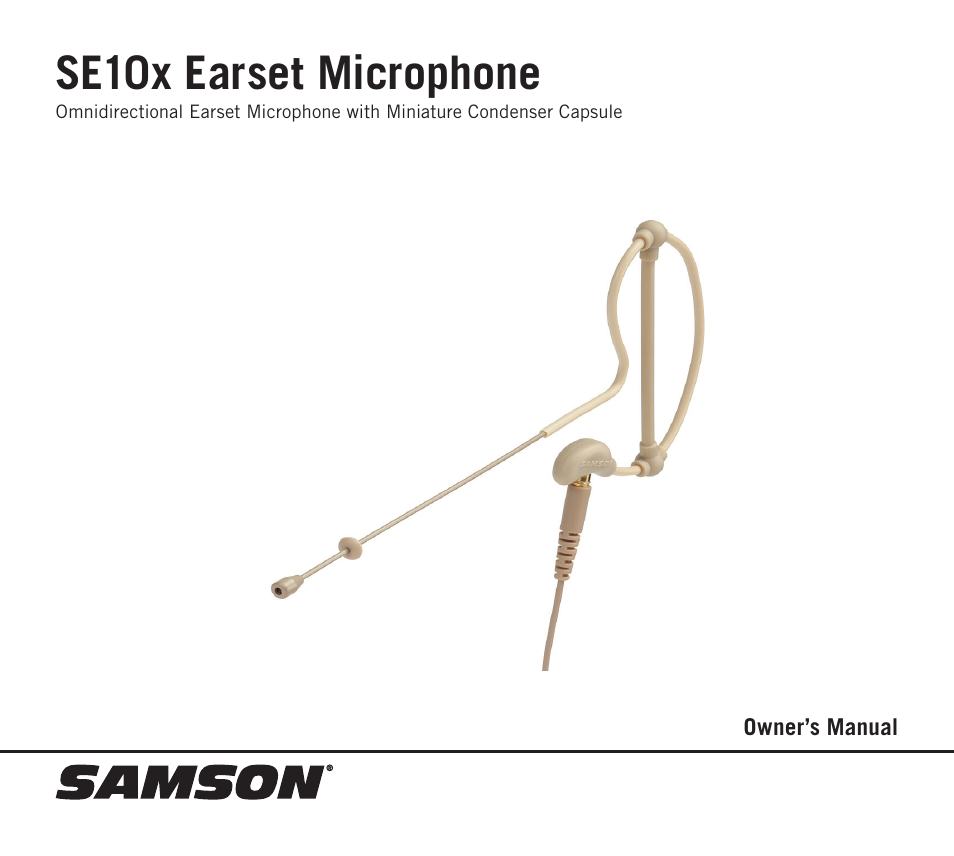 Samson SE10x Omnidirectional Earset Microphone for Wireless Transmitters (Beige) User Manual | 8 pages
