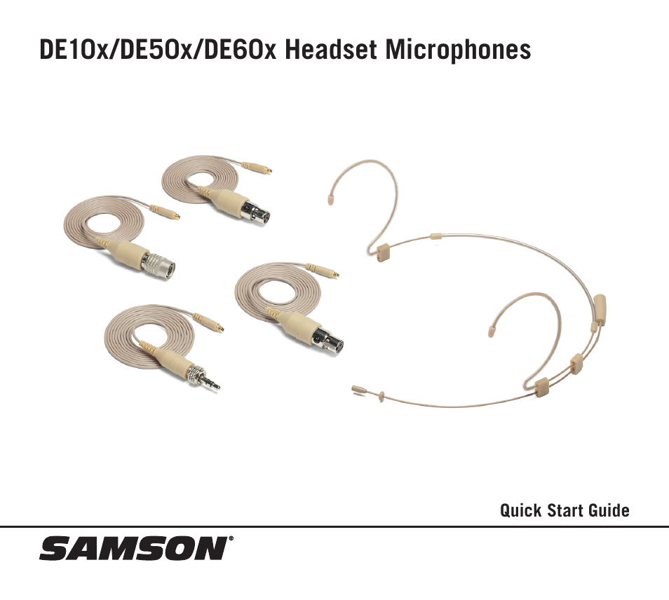 Samson DE10x Omnidirectional Miniature Headset Microphone for Wireless Transmitters (Beige) User Manual | 52 pages