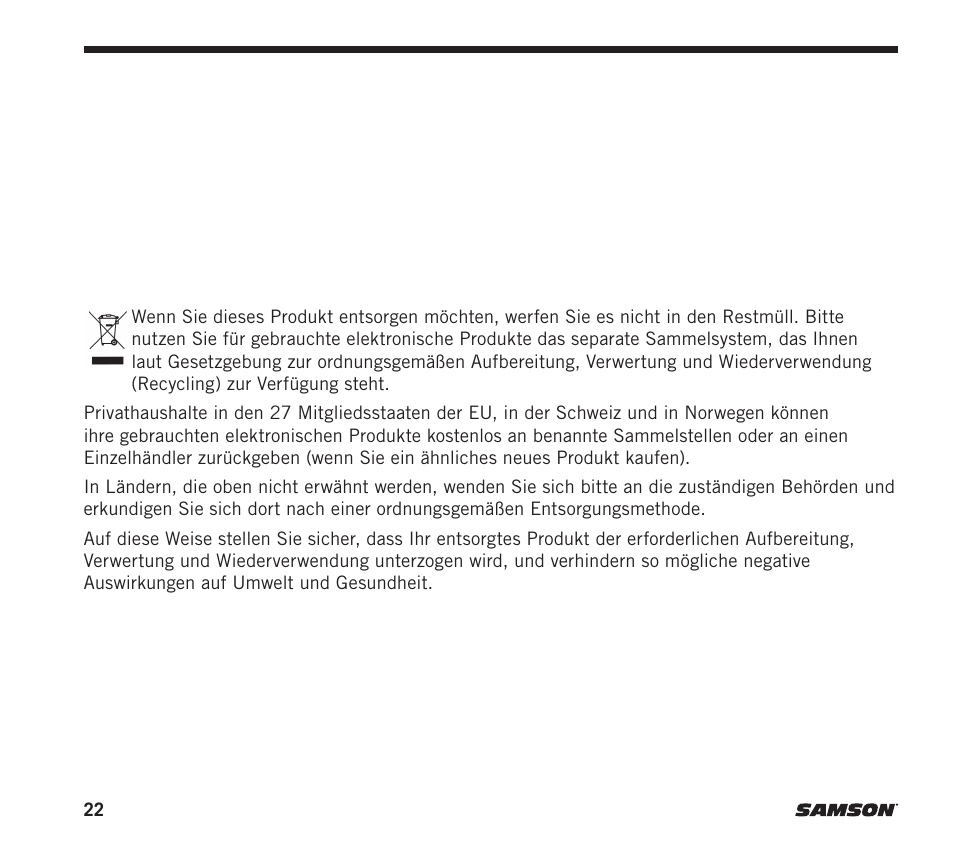 Samson DE10x Omnidirectional Miniature Headset Microphone for Wireless Transmitters (Beige) User Manual | Page 22 / 52