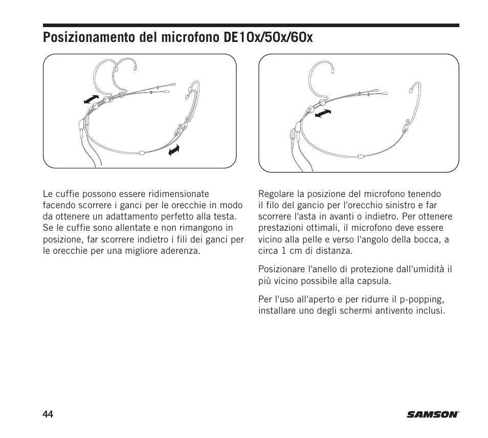 Samson DE10x Omnidirectional Miniature Headset Microphone for Wireless Transmitters (Beige) User Manual | Page 44 / 52