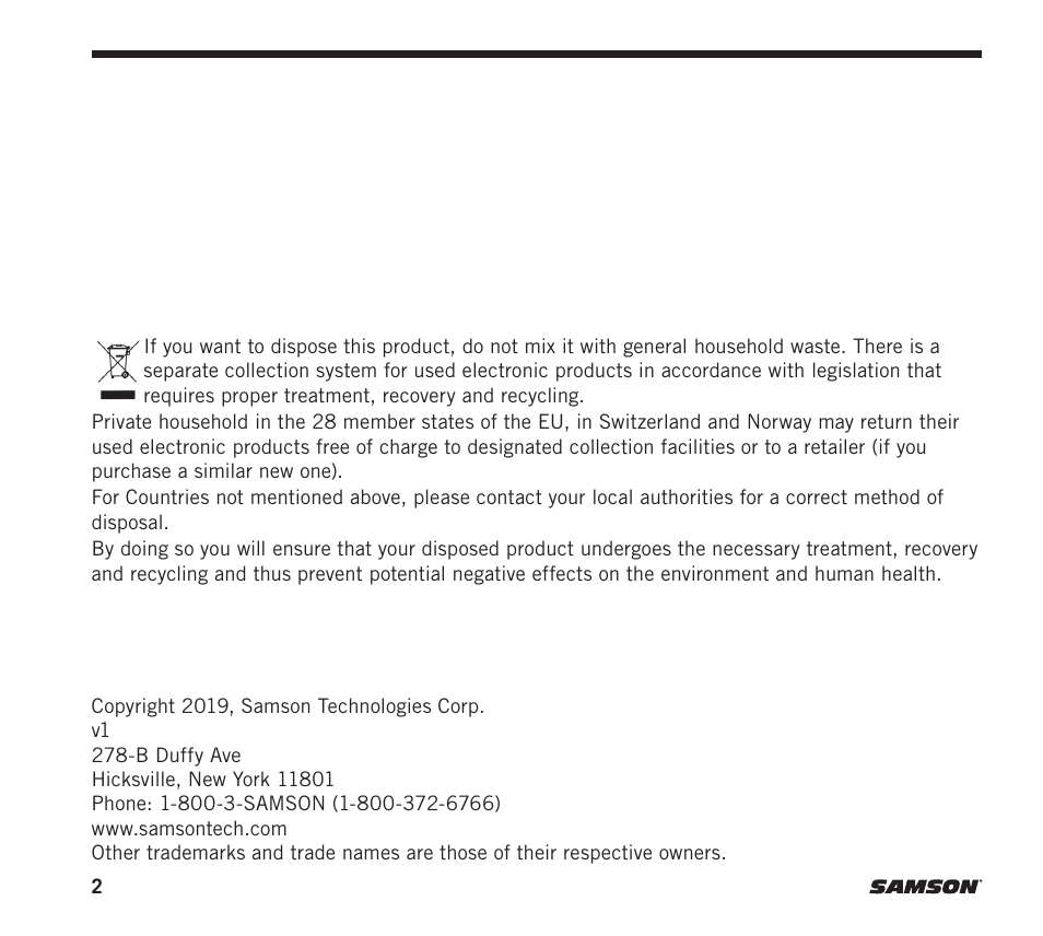 Samson QEx Bidirectional Fitness Headset Microphone for Wireless Transmitters User Manual | Page 2 / 12