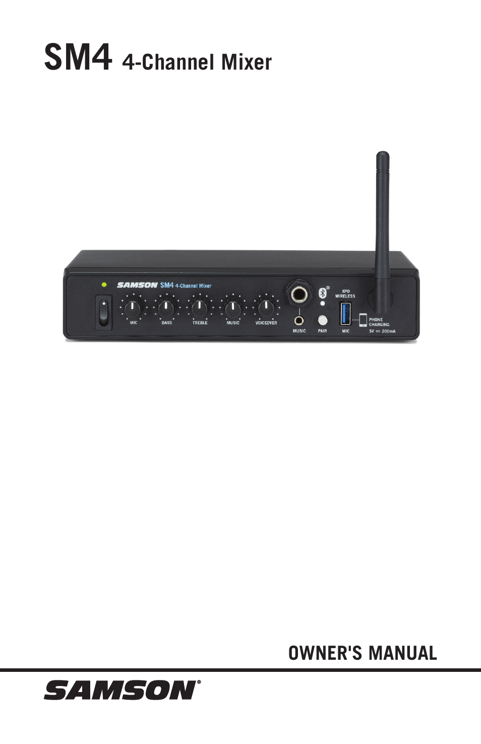 Samson SM4 4-Channel Rack-Mountable Mixer with Bluetooth User Manual | 48 pages