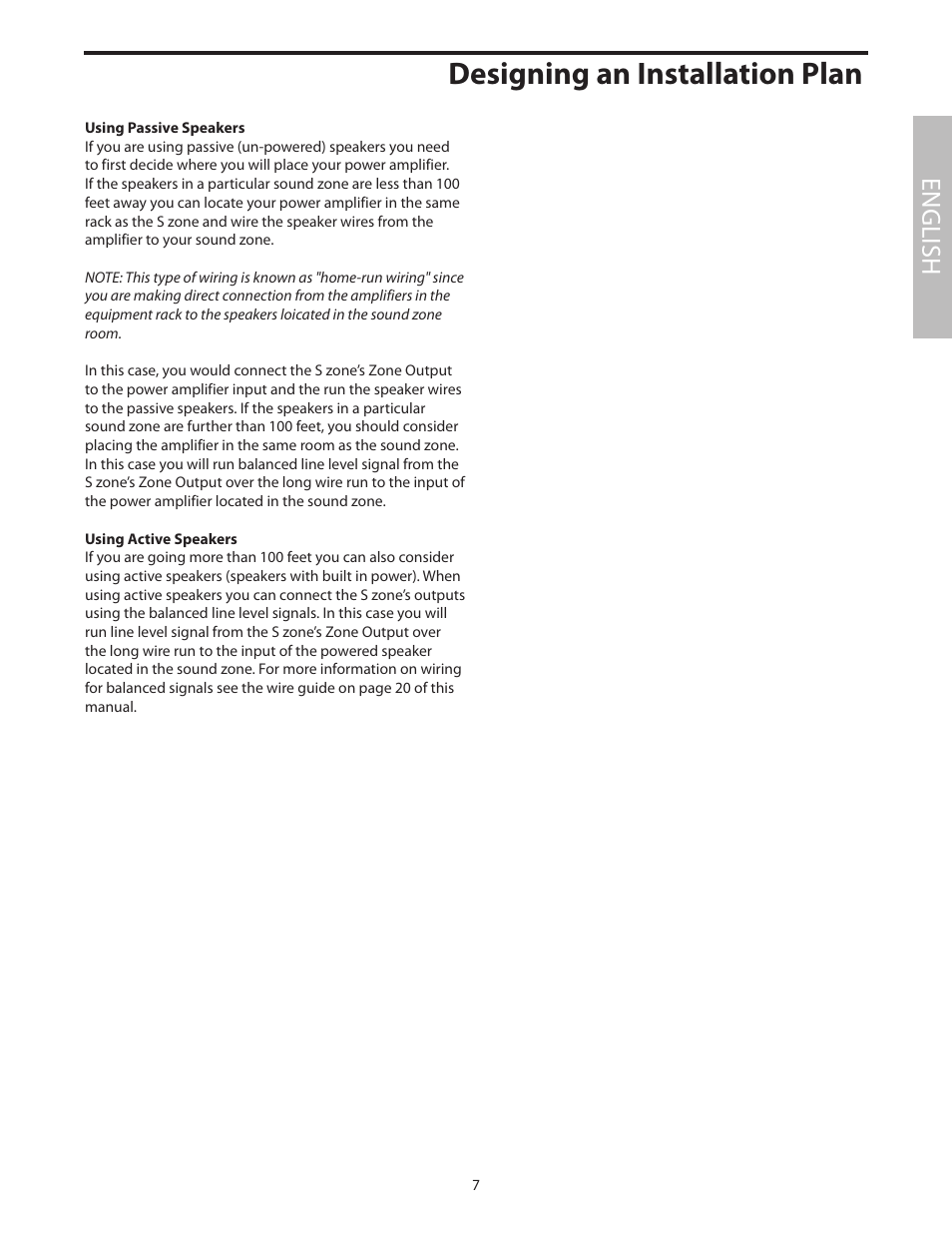 Designing an installation plan, English | Samson SZONE 4 Channel/4 Zone Stereo Mixer User Manual | Page 11 / 108