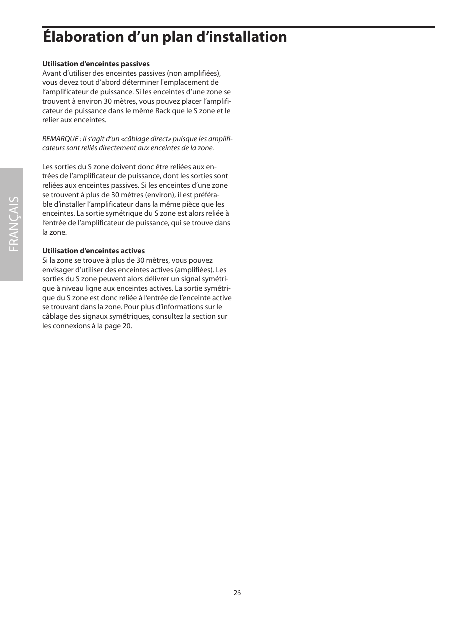 Élaboration d’un plan d’installation, Fr anç ais | Samson SZONE 4 Channel/4 Zone Stereo Mixer User Manual | Page 30 / 108