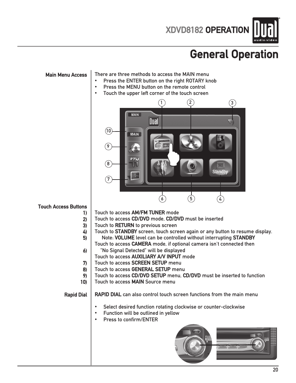 General operation, Xdvd8182 operation | Dual XDVD8182 User Manual | Page 21 / 60