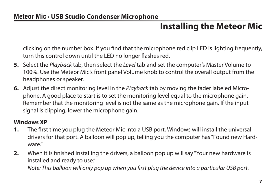 Installing the meteor mic | Samson Meteor Mic USB Studio Condenser Microphone (White) User Manual | Page 11 / 24