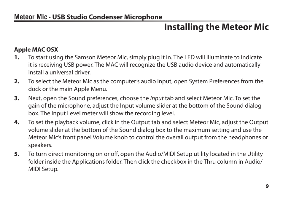 Installing the meteor mic | Samson Meteor Mic USB Studio Condenser Microphone (White) User Manual | Page 13 / 24