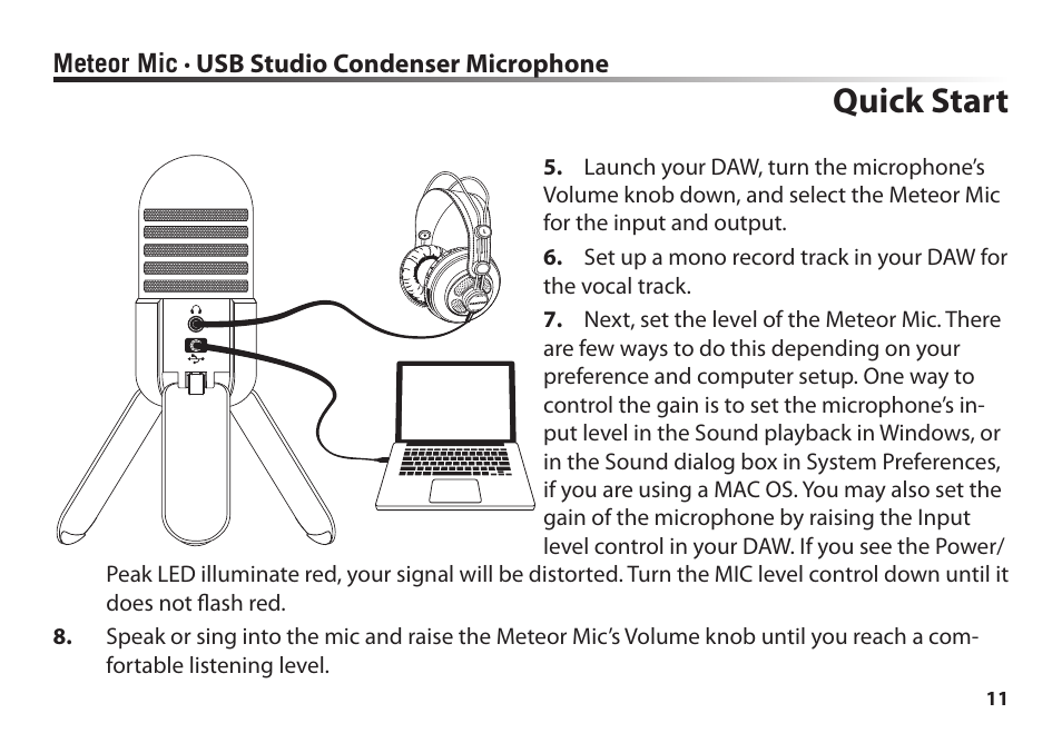 Quick start | Samson Meteor Mic USB Studio Condenser Microphone (White) User Manual | Page 15 / 24