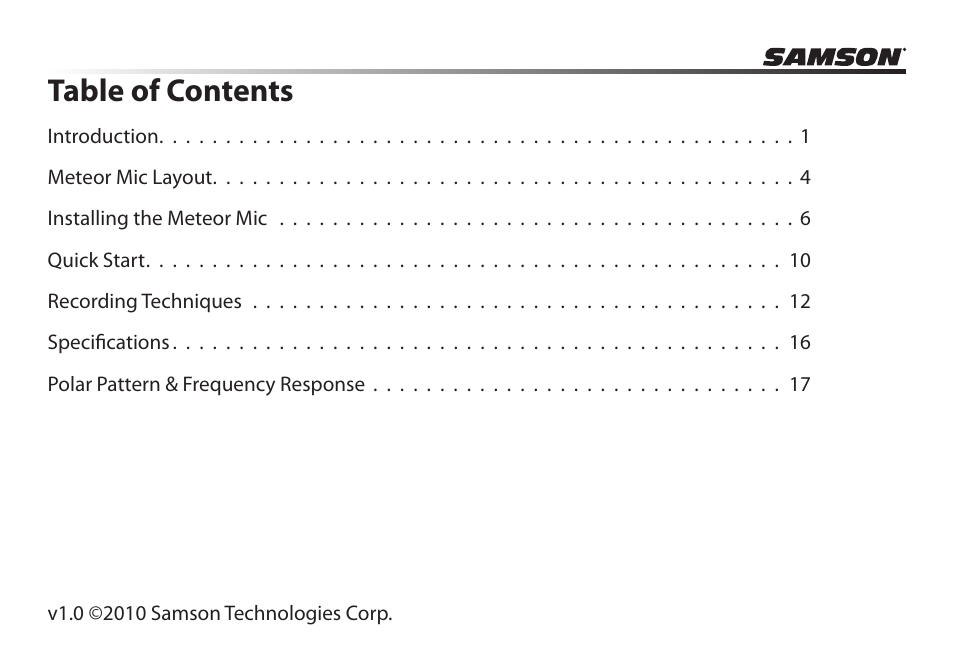 Samson Meteor Mic USB Studio Condenser Microphone (White) User Manual | Page 4 / 24