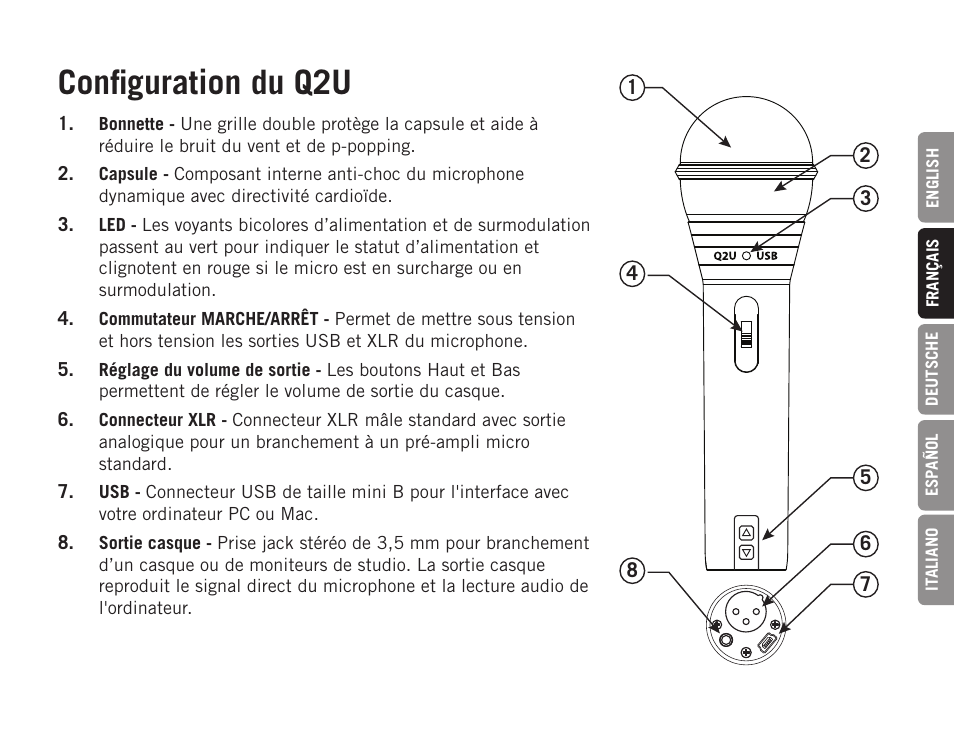 Configuration du q2u | Samson Q2U USB Recording and Podcasting Pack (Slate) User Manual | Page 13 / 52