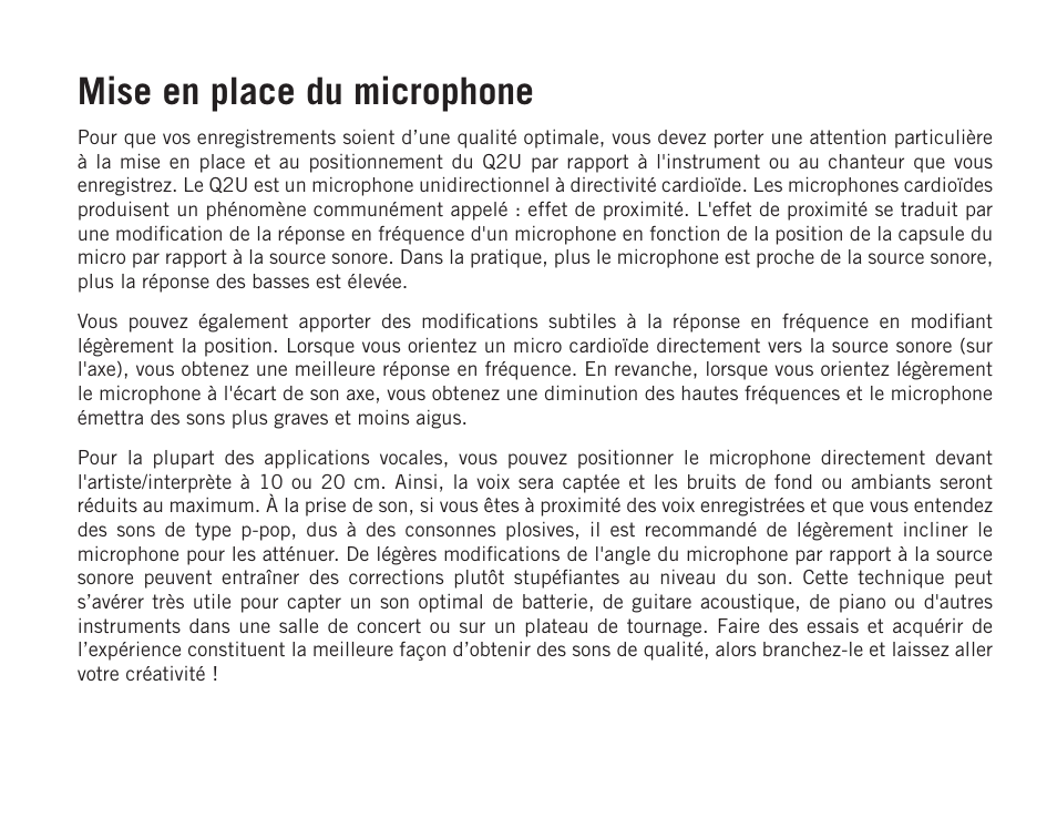 Mise en place du microphone | Samson Q2U USB Recording and Podcasting Pack (Slate) User Manual | Page 16 / 52