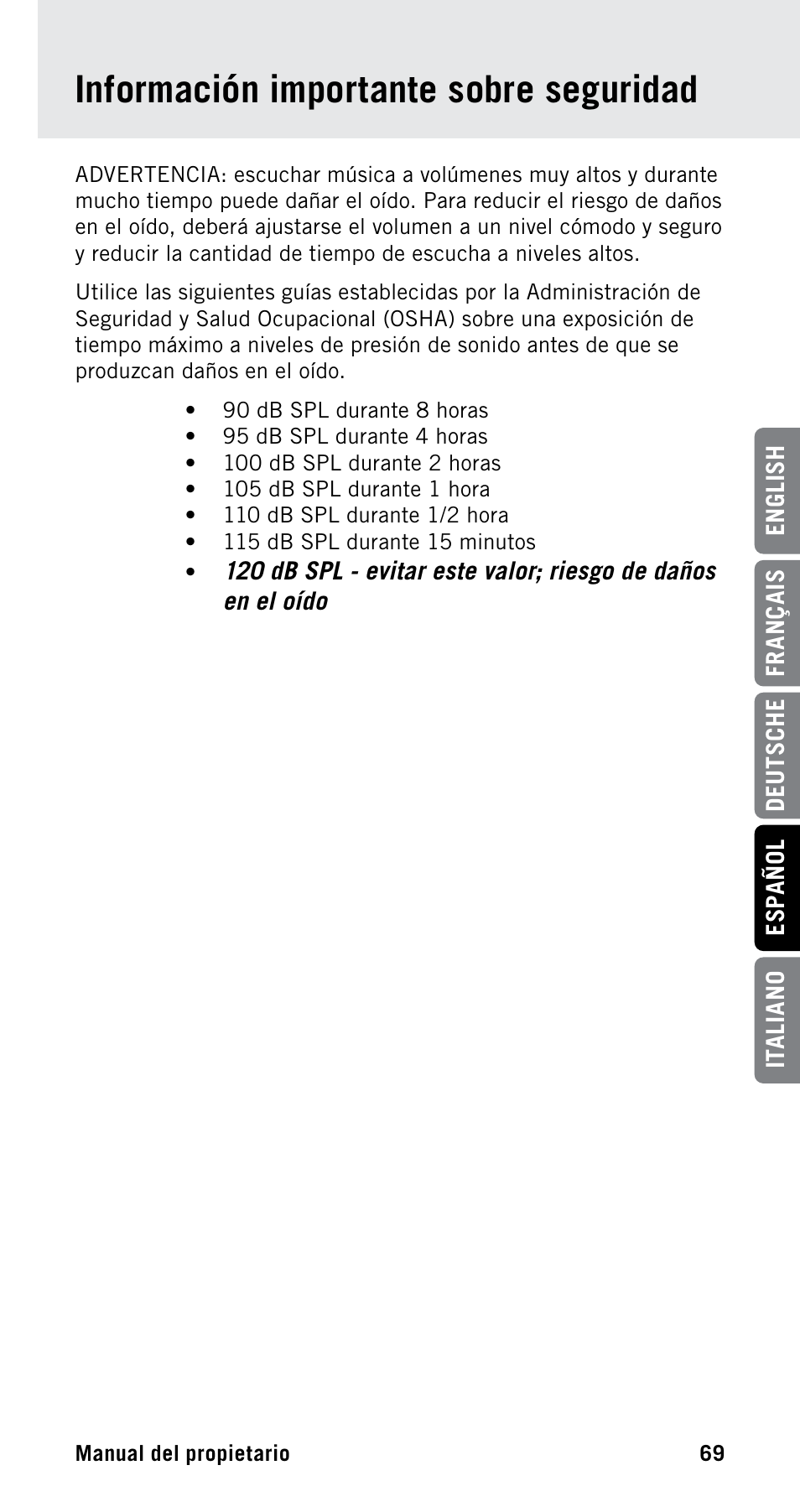 Información importante sobre seguridad | Samson Satellite USB/iOS Broadcast Microphone User Manual | Page 69 / 88