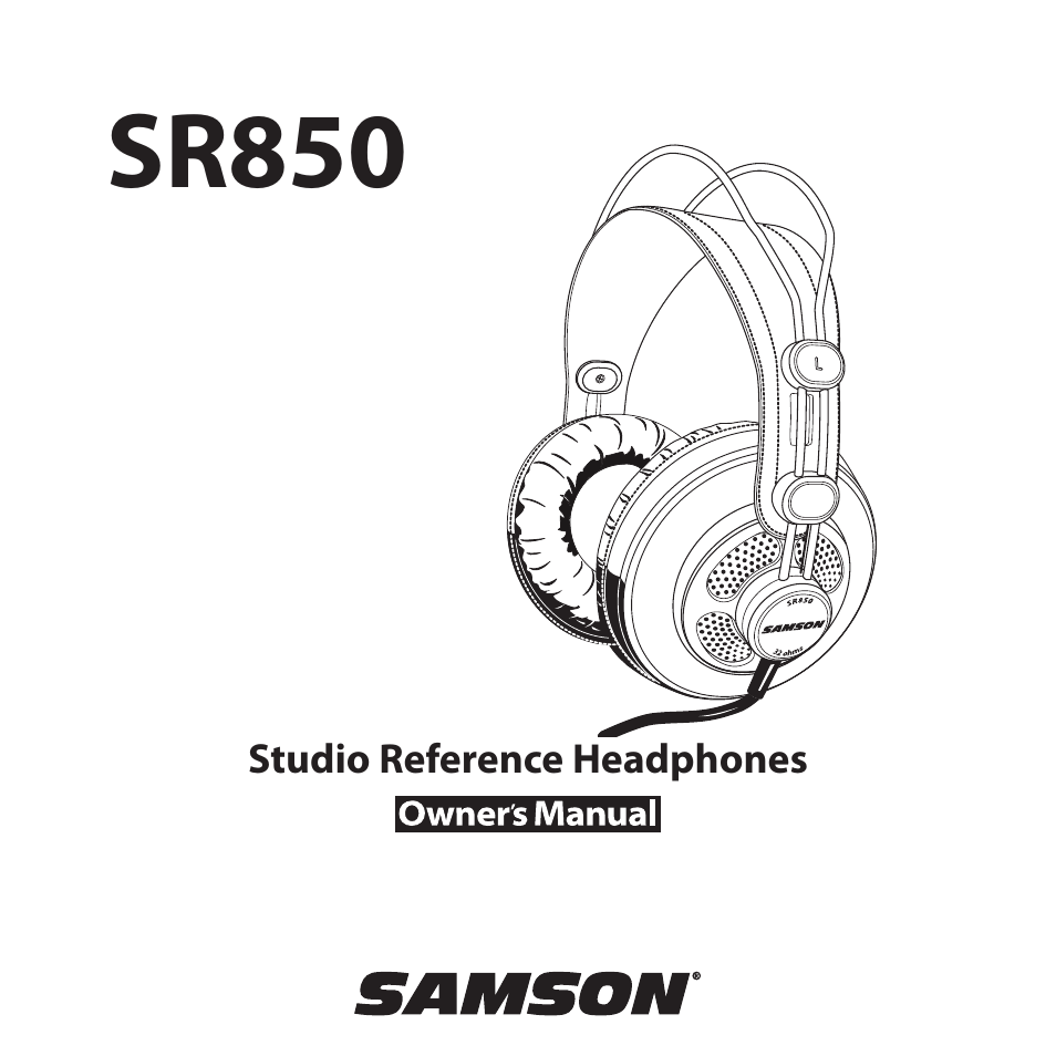 Samson SR850B Semi-Open Studio Headphones (Blue) User Manual | 8 pages