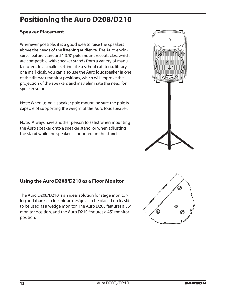 Samson D210A 2-Way Active Loudspeaker User Manual | Page 12 / 64