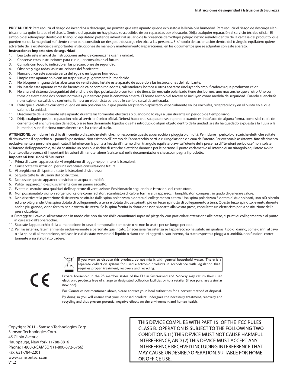 Samson D210A 2-Way Active Loudspeaker User Manual | Page 3 / 64