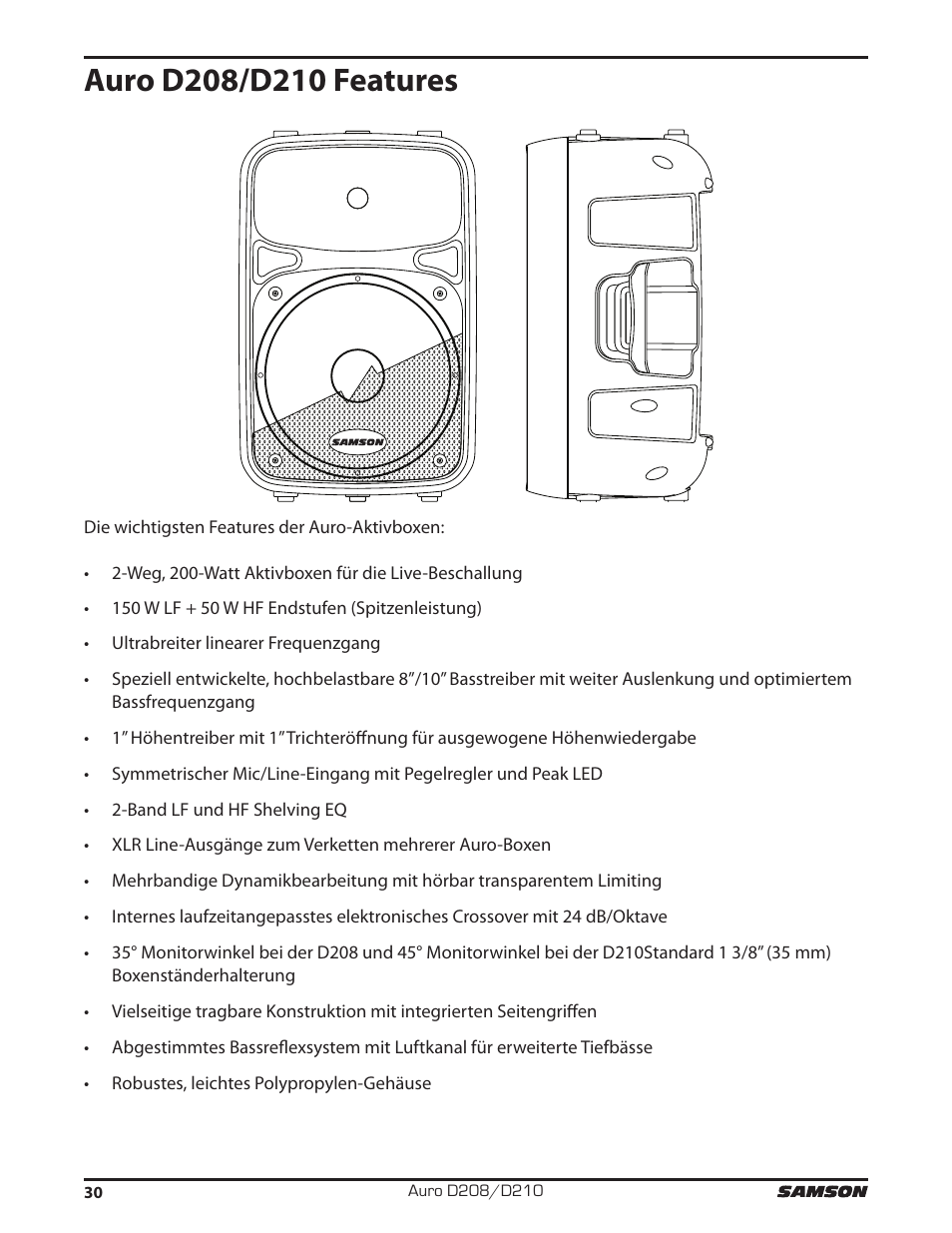 Samson D210A 2-Way Active Loudspeaker User Manual | Page 30 / 64