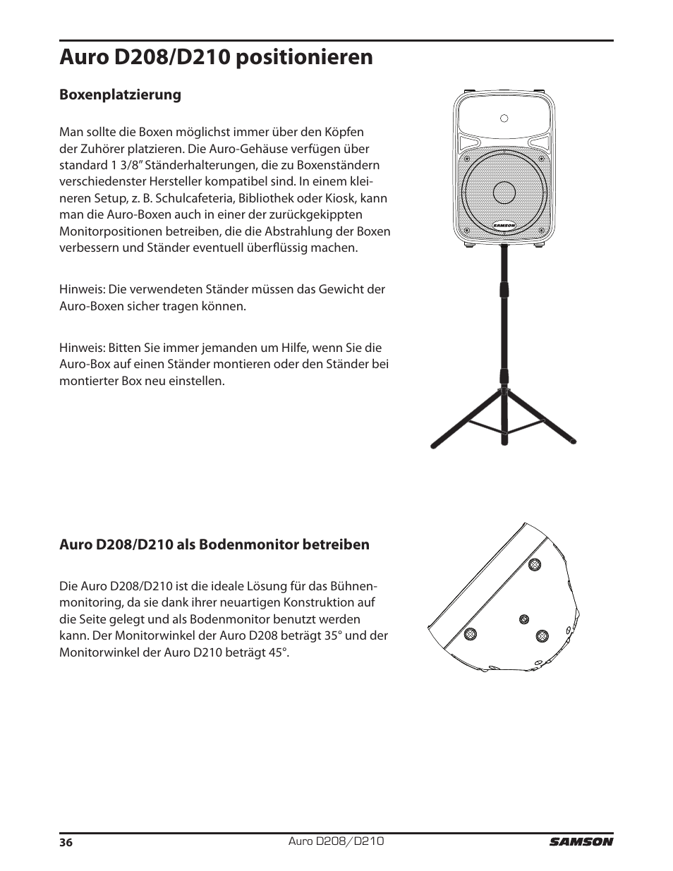 Samson D210A 2-Way Active Loudspeaker User Manual | Page 36 / 64