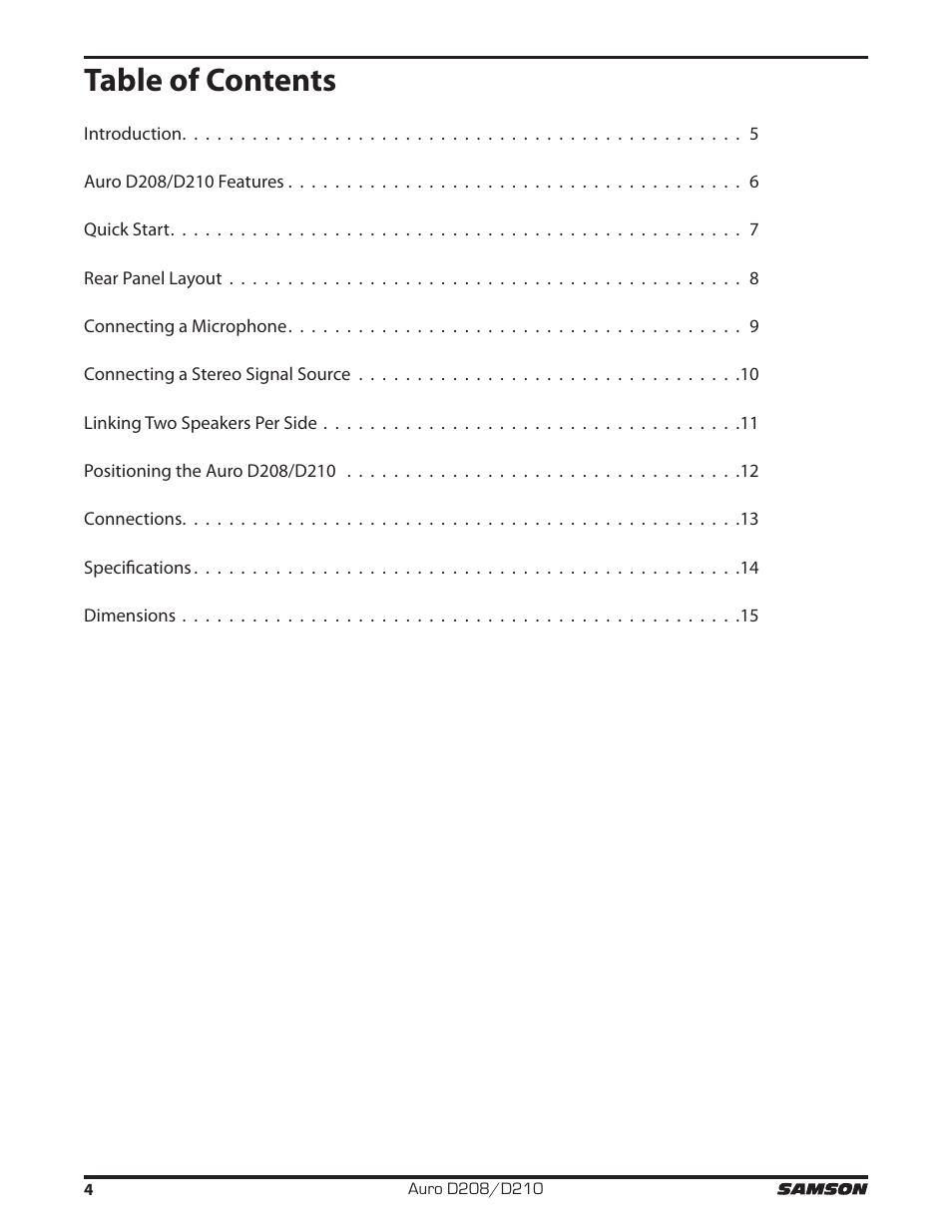 Samson D210A 2-Way Active Loudspeaker User Manual | Page 4 / 64