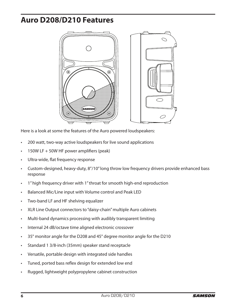 Samson D210A 2-Way Active Loudspeaker User Manual | Page 6 / 64