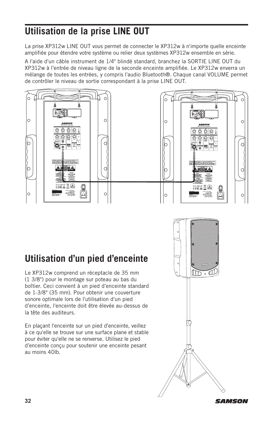 Samson Expedition XP312w-D 12" 300W Portable PA System with Wireless Microphone (Band D: 542 to 566 MHz) User Manual | Page 32 / 88