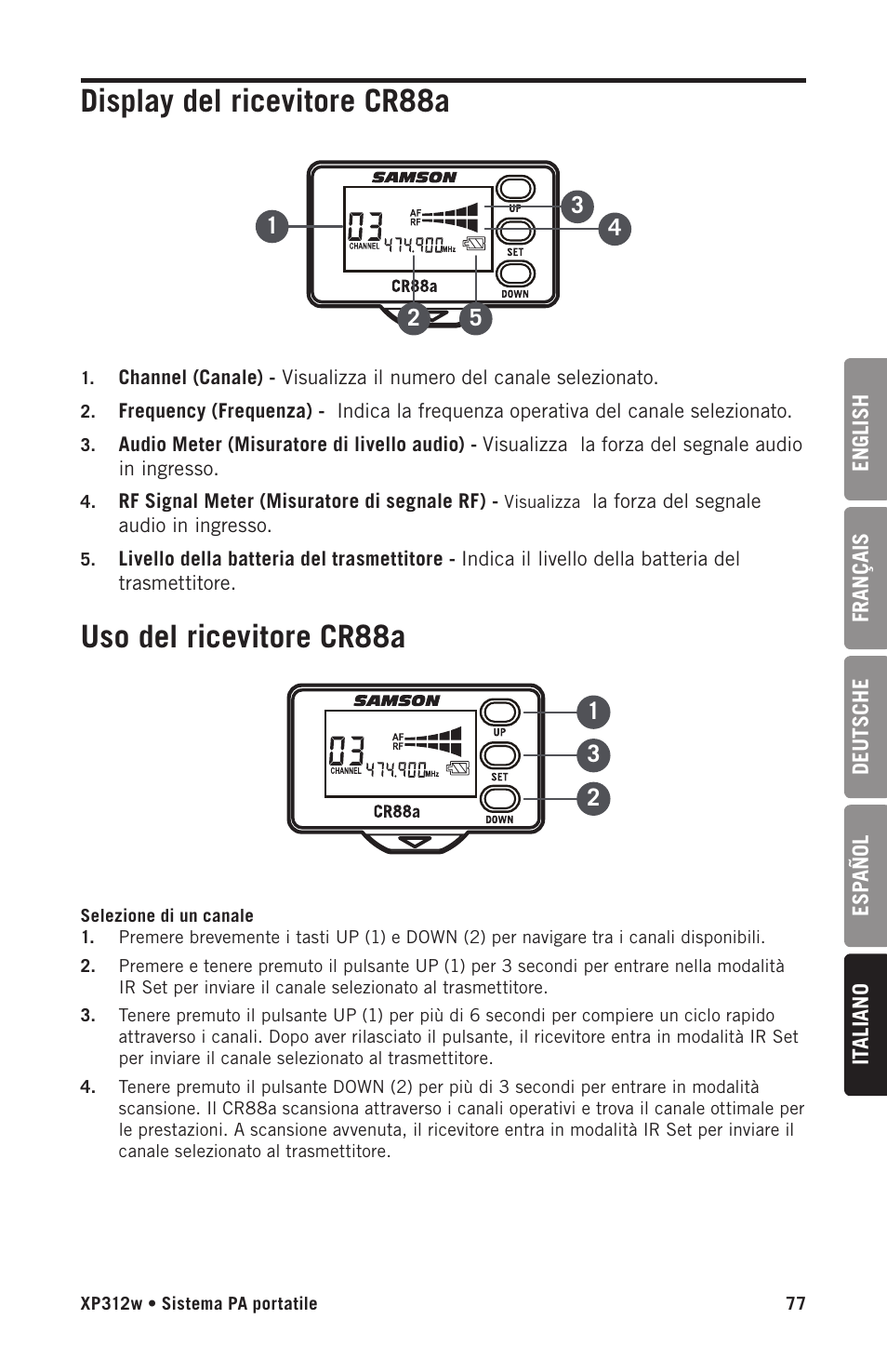 Samson Expedition XP312w-D 12" 300W Portable PA System with Wireless Microphone (Band D: 542 to 566 MHz) User Manual | Page 77 / 88