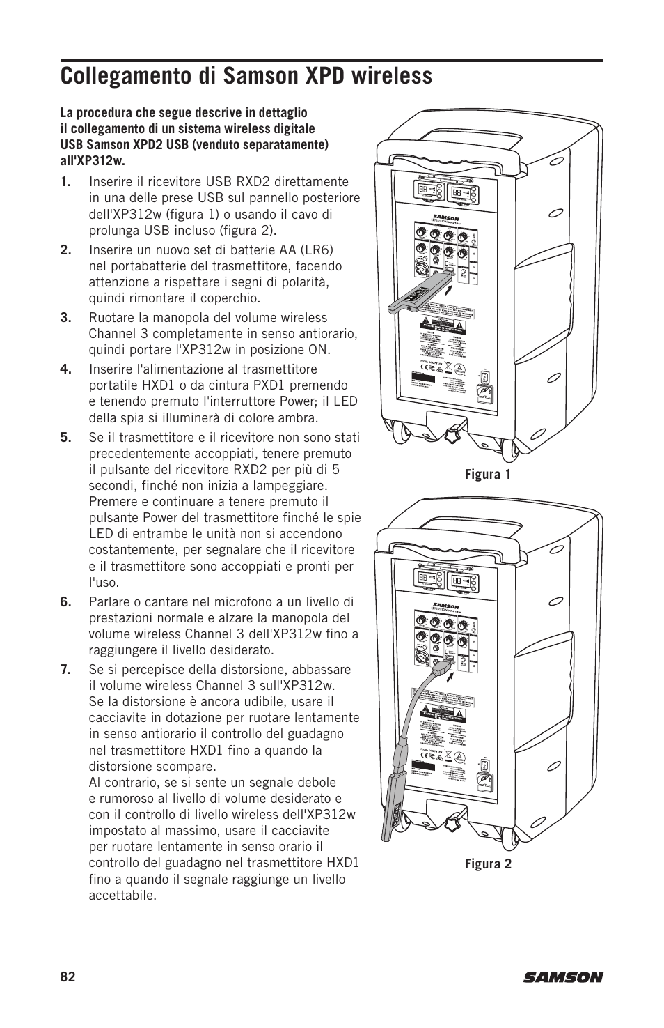 Collegamento di samson xpd wireless | Samson Expedition XP312w-D 12" 300W Portable PA System with Wireless Microphone (Band D: 542 to 566 MHz) User Manual | Page 82 / 88