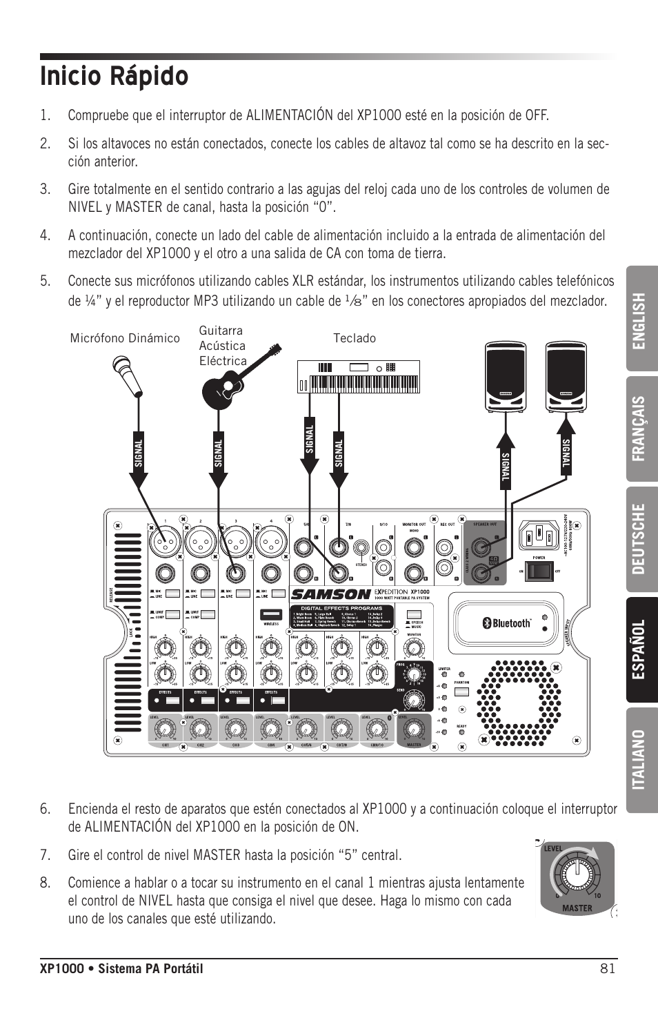 Inicio rápido | Samson Expedition XP1000 1,000W Portable PA System User Manual | Page 81 / 112