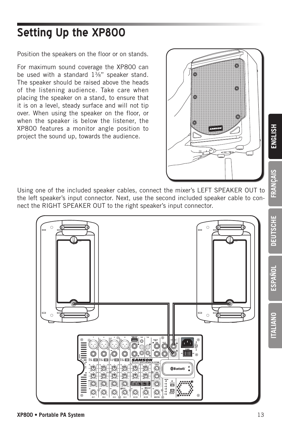 Setting up the xp800 | Samson Expedition XP800 800W Portable PA System User Manual | Page 13 / 92
