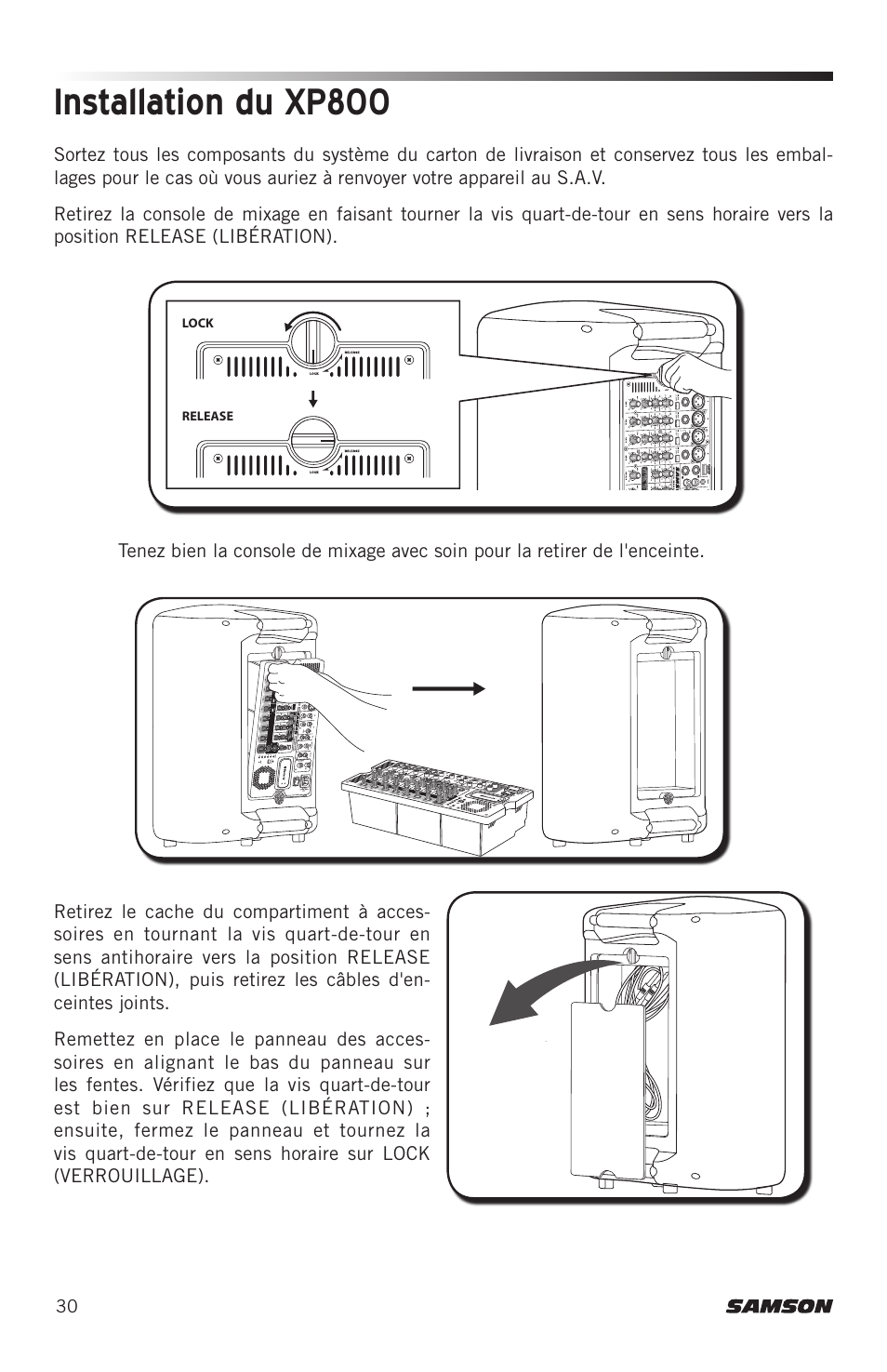 Installation du xp800 | Samson Expedition XP800 800W Portable PA System User Manual | Page 30 / 92