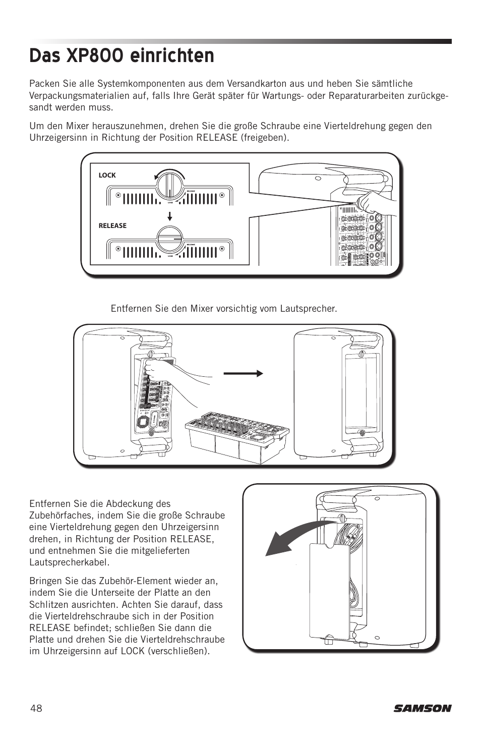 Das xp800 einrichten | Samson Expedition XP800 800W Portable PA System User Manual | Page 48 / 92