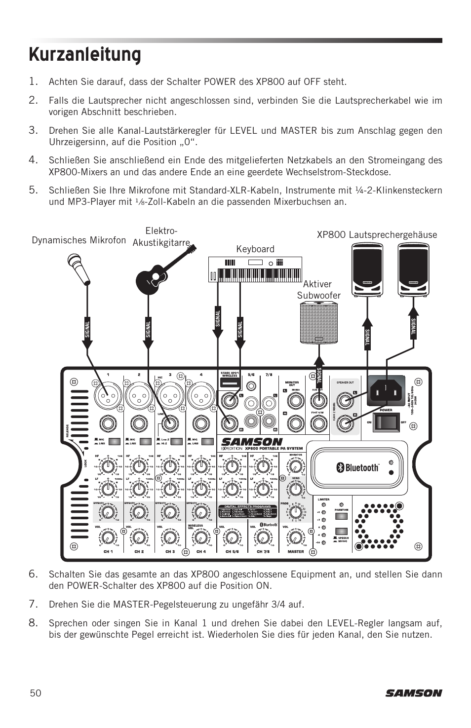 Kurzanleitung | Samson Expedition XP800 800W Portable PA System User Manual | Page 50 / 92