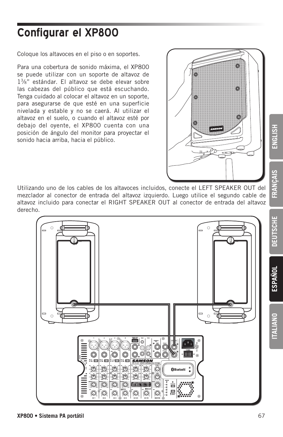 Configurar el xp800 | Samson Expedition XP800 800W Portable PA System User Manual | Page 67 / 92